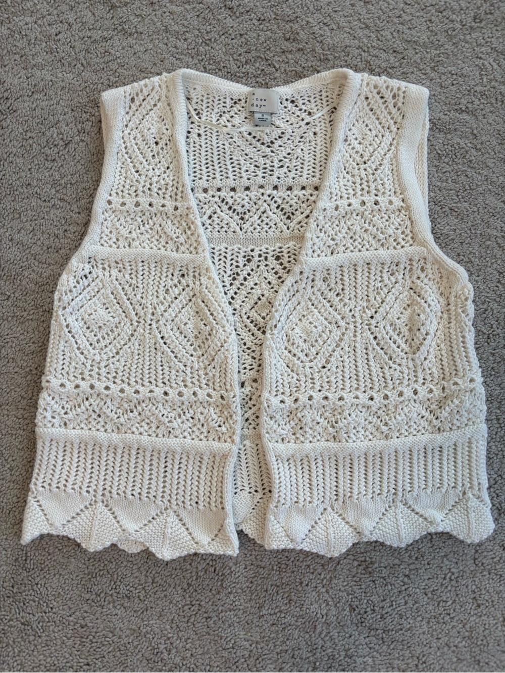 A New Day, Open-Knit Cream Sweater Vest, Women’s Small
